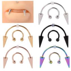 CHUANCI Surgical Steel 2PCS/Lot Smiley Smile Lip Nail Piercing Tooth Nail C-Shape Spike Lips Hoop Rings Vampire Teeth Decor