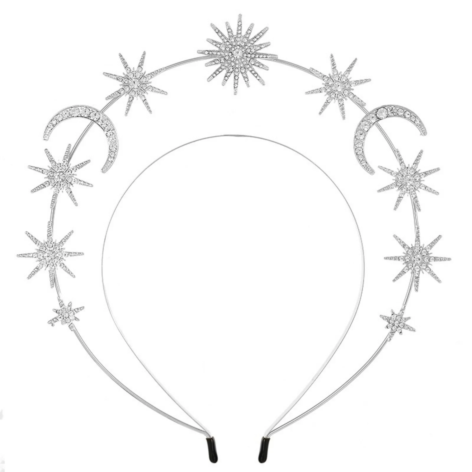 1PC Sun Moon Star Headband For Women Rhinestone Celestial Hair Hoop Goddess Halo Tiara Fashion Hair Accessory For Wedding Party - view 5