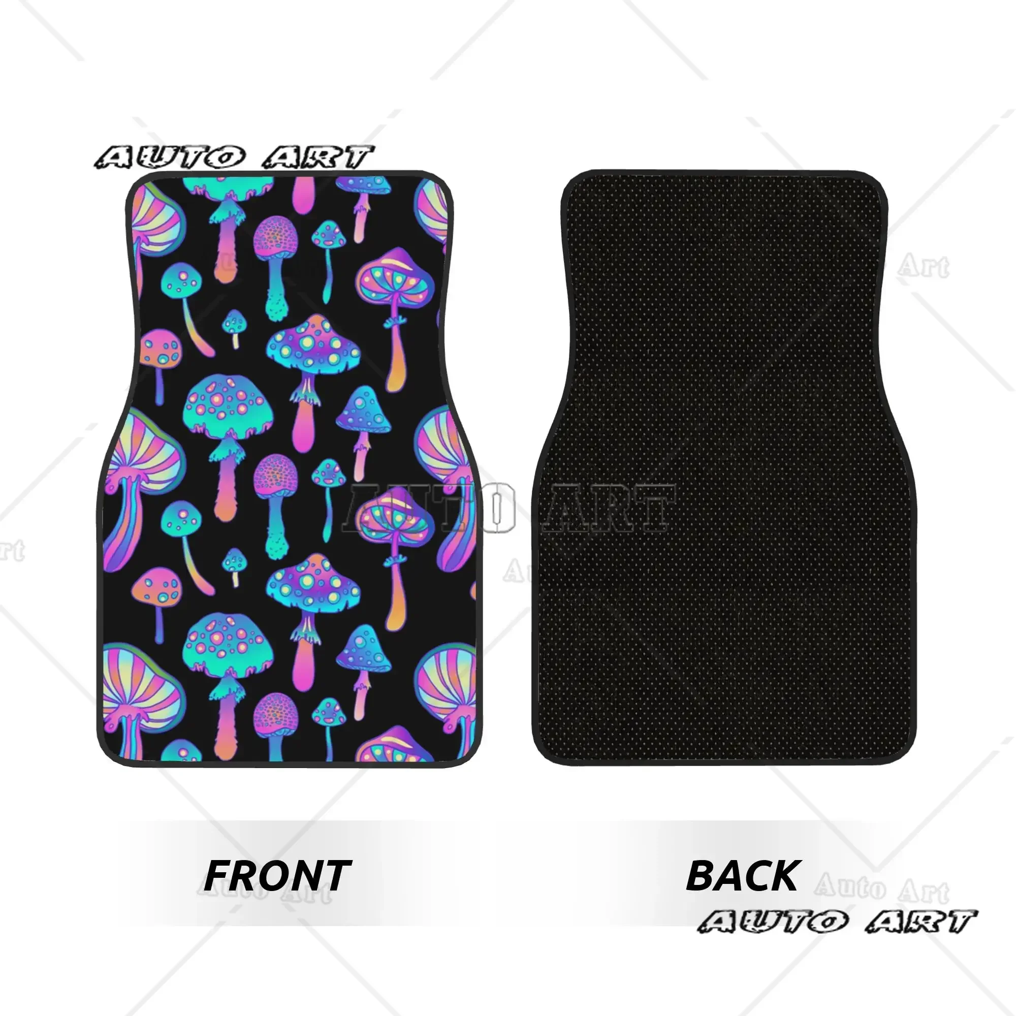 4PCS Crystal Velvet Car Floor Mats Psychedelic Magic Mushroom Trippy Hippie Anti Slip Car Universal Auto Front Rear Foot Mats