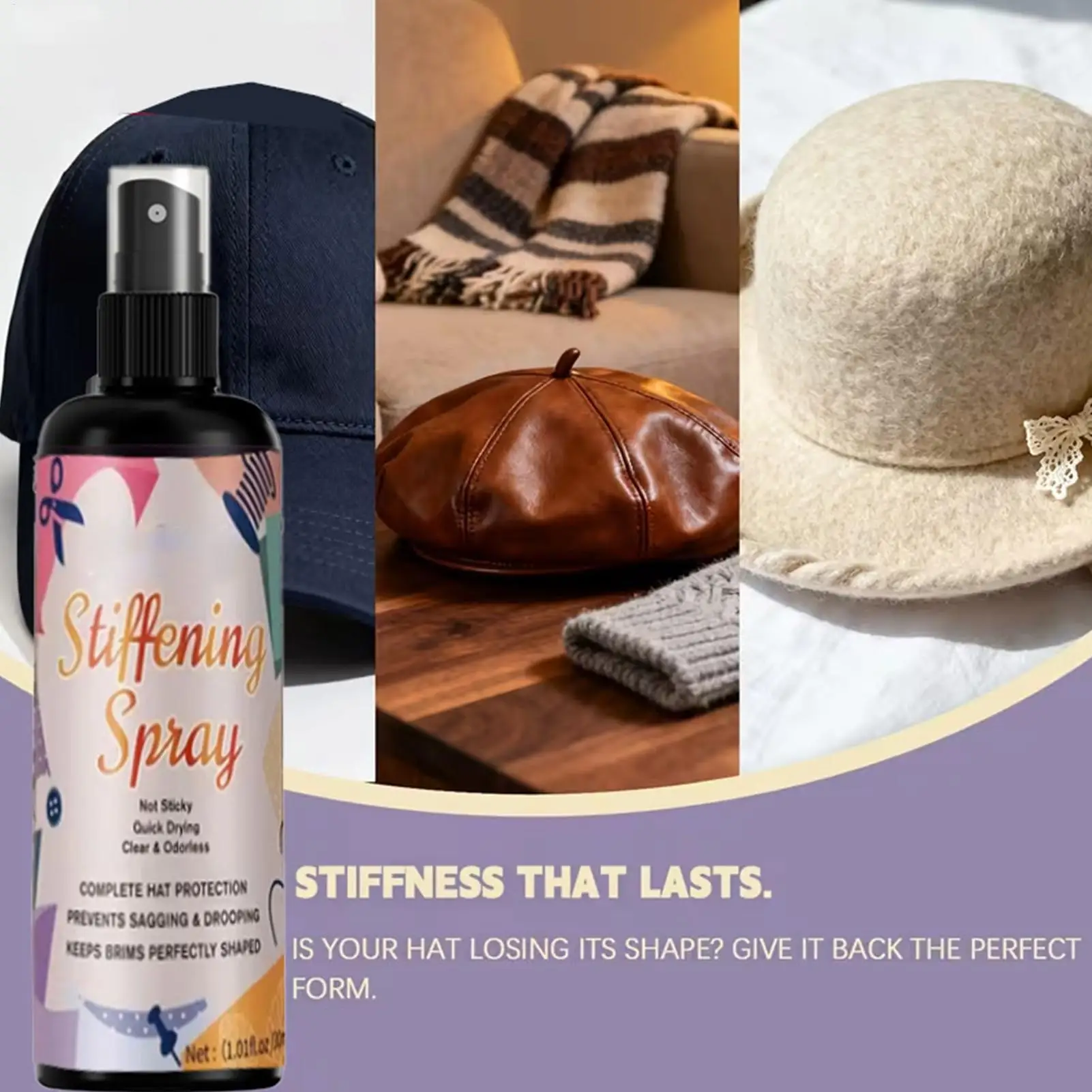 Fabric Stiffener for Crochet Quick Drying Hardener Straw Hat Stiffener Spray for Lace Wool Felt Crochet Craft Projects