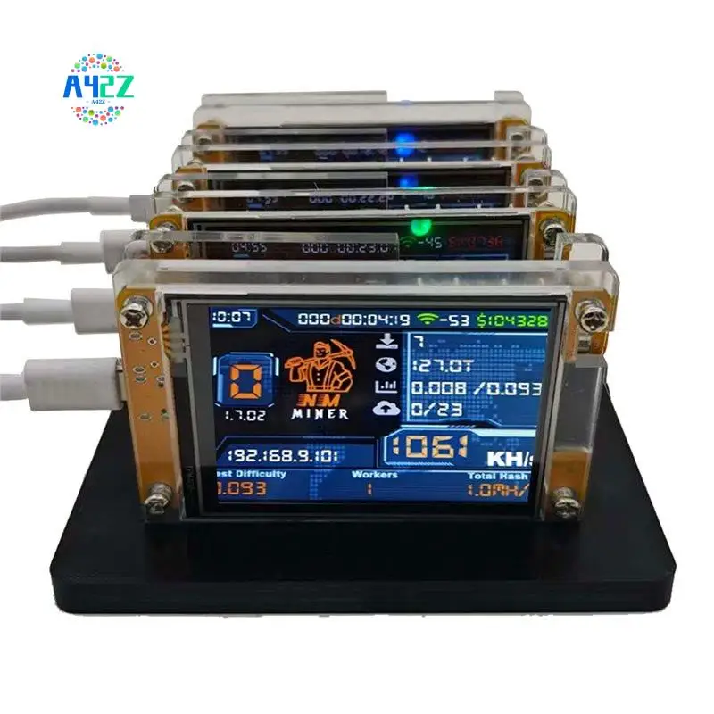 

A42Z-4X1060KH/S Nmminer Nerdminer+4 Slots Stand Upgraded Harshrate 2.8 Inch Smart Display Bitcoin Crypto Solo Lottery Miner