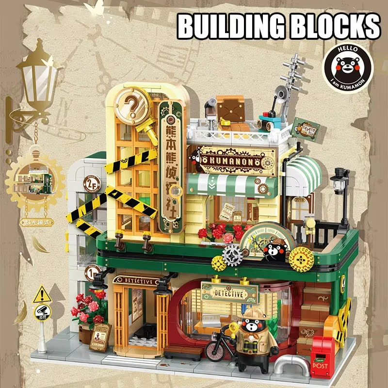 Creative Kumamoto Detective Agency Building Blocks, DIY Assembly Model Bricks For Urban Workers At Home Toy Gifts For Girls