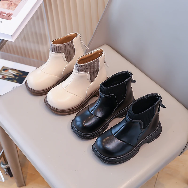 

2025 Winter Fashion Children's Ankle Boots Anti Slip Soft Sole Kids Short Boots Girls Zipper Platform High Top Boots