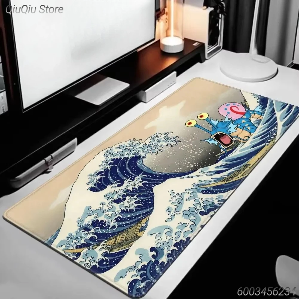 

Большой игровой коврик для мыши в японском стиле укиё-э с изображением Гаррадоса, с прошитыми краями, нескользящий, для стола