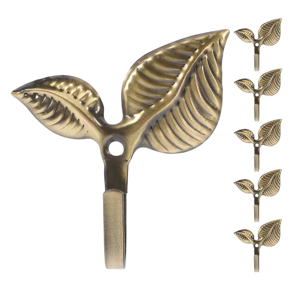 

6pcs Leaf Hooks Retro Iron Home Decor Wall Mounted Coat Rack Metal Hooks Bathroom Farmhouse Storage Wardrobe
