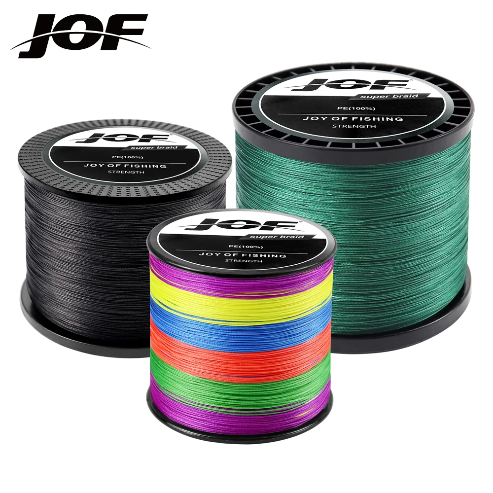 JOF 300M 500M 1000M 4 Strands PE Braided Wire Multifilament Japanese Fishing Line 0.1MM-0.5MM 10LB-83LB Carp Fishing