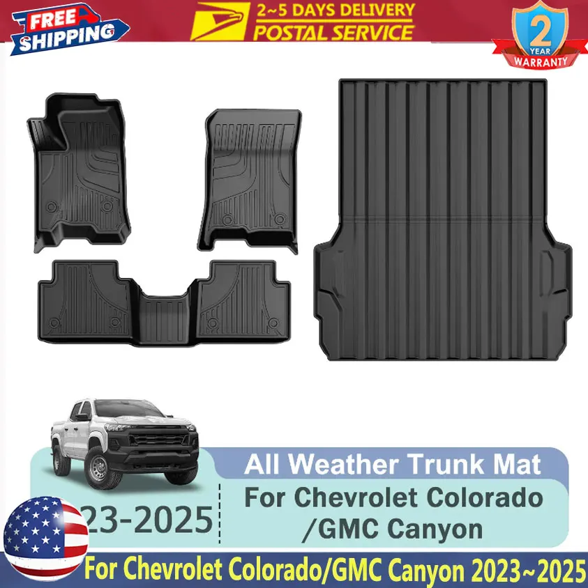 

TPE Car Floor Mats&Trunk Mat Cargo Liner For Chevrolet Colorado/GMC Canyon 2023~2025 3D All Weather Floor Liners Trunk Cargo Mat