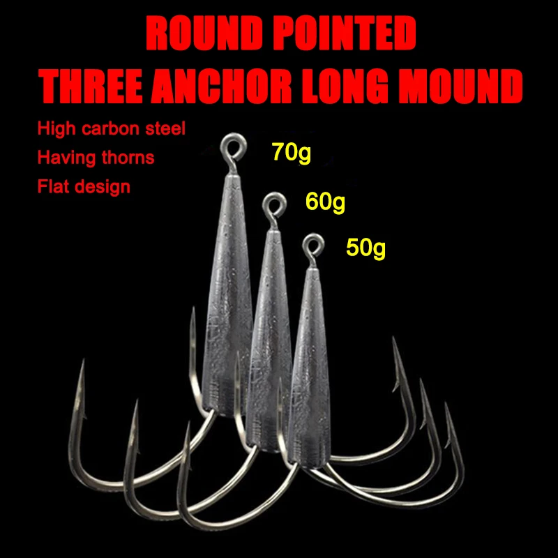 Anti Rust Ocean Treble Hooks Super Large Three Anchor Hooks Carbon Steel Fish Hooks Triple Barbed Hooks