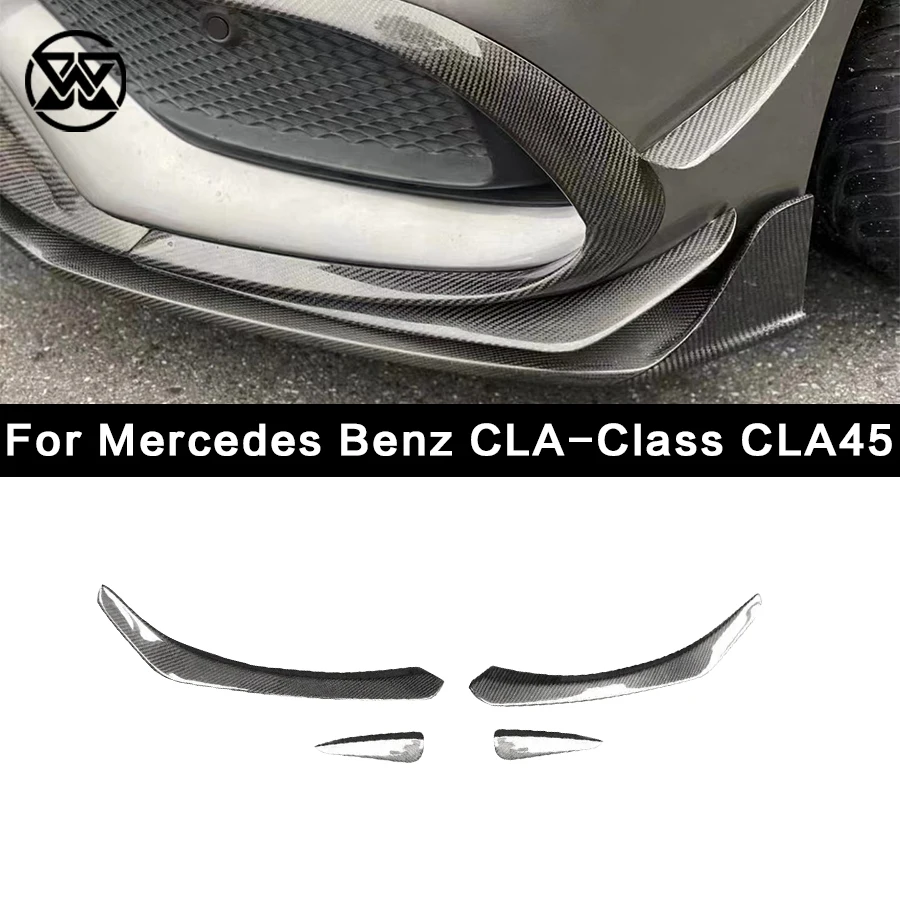 

Для Mercedes Benz CLA-Class CLA45 Передний бампер из углеродного волокна Боковые плавники Winglet Вентиляционное отверстие Автомобильные клапаны Фартук Накладка Canard Splitter