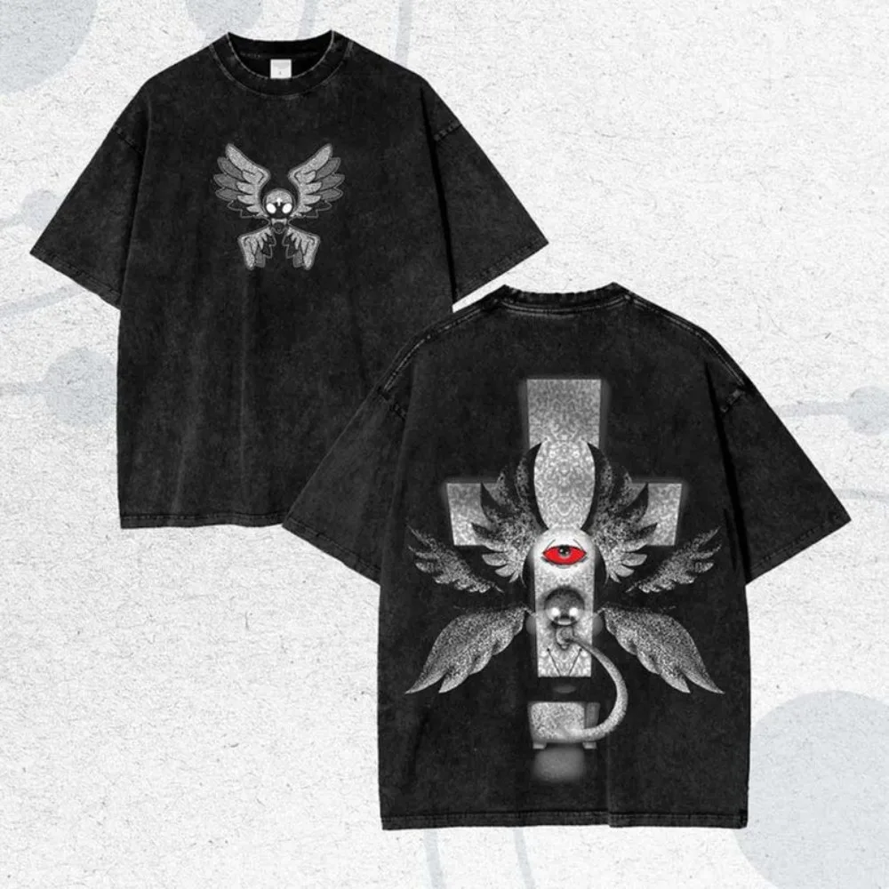 The Binding of Isaac Indie Game Graphic T-shirt Vintage Washed Game Merch Harajuku Unisex Oversized Cotton Short Sleeve Tee Tops