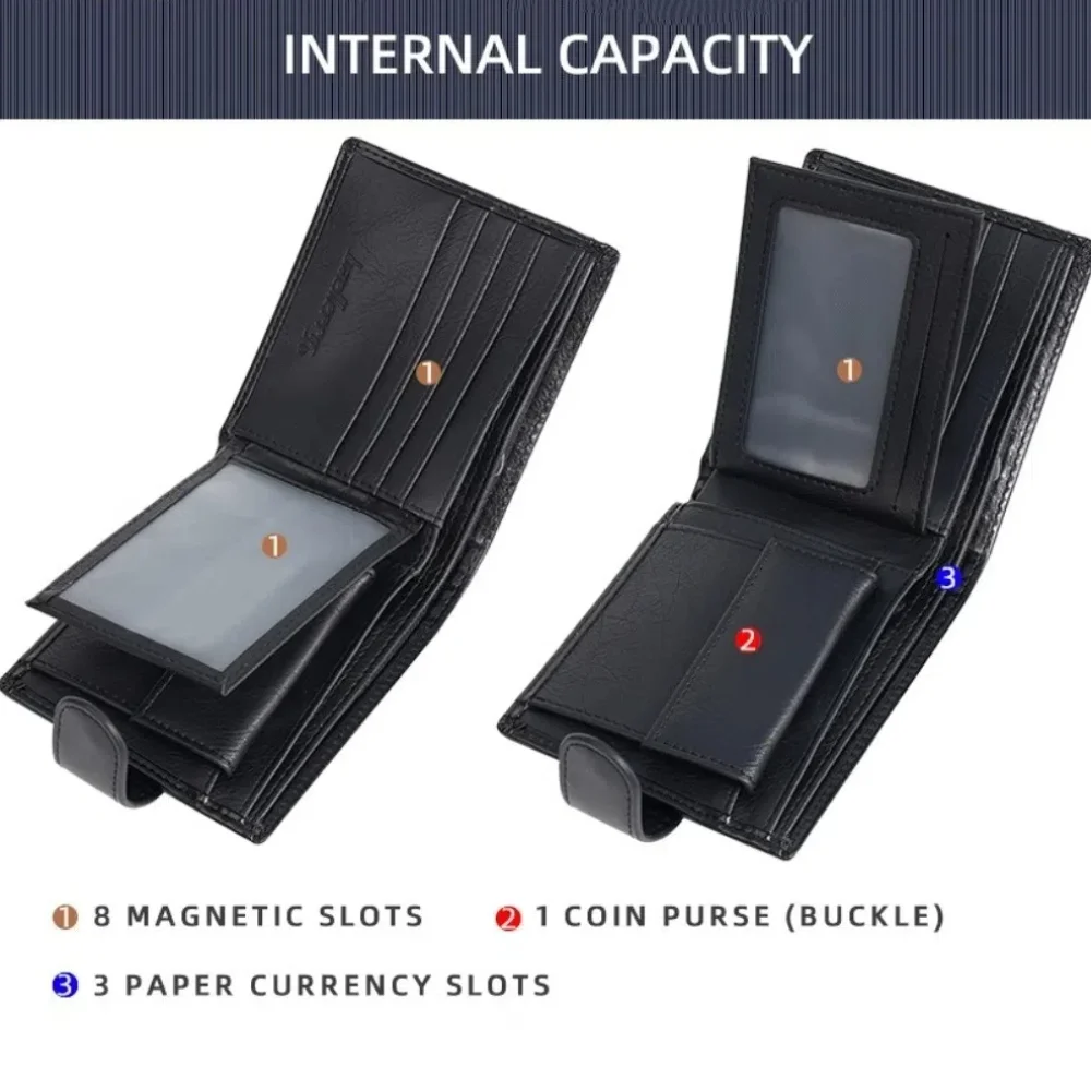 مشبك 2 أضعاف محافظ مع عملة جيب بولي Leather الجلود مكافحة سرقة حقيبة النقدية حافظة بطاقة الائتمان معرف شارة حامل محفظة جلدية الذكور السفر