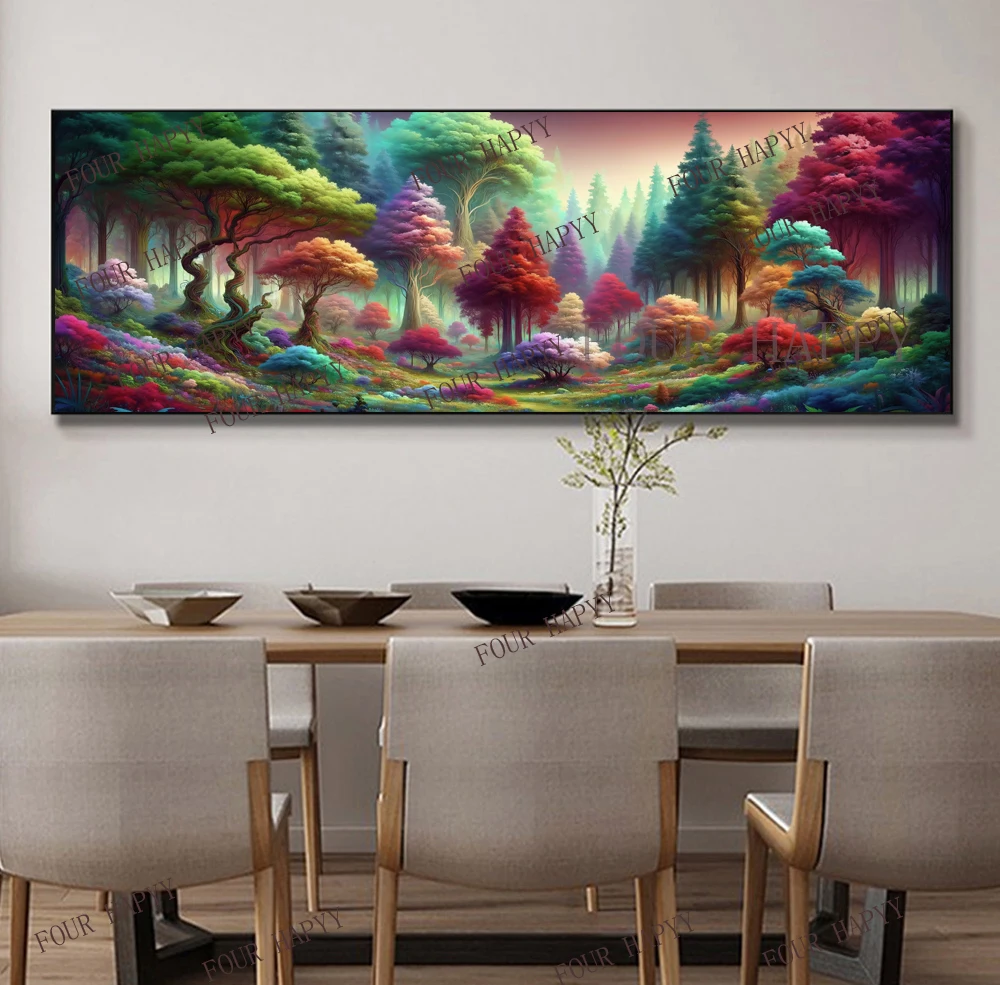 5D fai da te grande pittura diamante croce albero di legno colorato paesaggio Wall Art, trapano rotondo completo, ricamo decorazioni per la casa