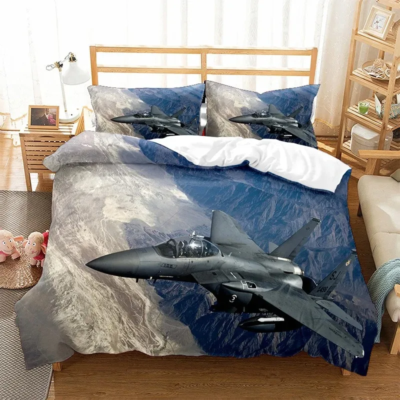 

Airplane Fighter Duvet Cover King Queen Size,flying Fighter Jet Bedding Set For Kids Teens Boys,modern Cool Airplane Quilt Cover