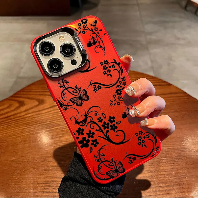 

Чехол для телефона с узором бабочки, подходящий для Apple 17 Pro Max, iPhone 16 Plus, 15, винтажный 14, 13, 12