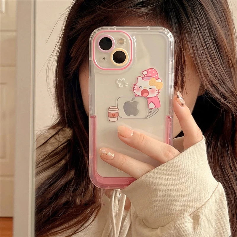 Sanrios Kawaii Mobile Phone Case for iphone 14 Pro Max 13 12 11 Xsmax Xr Xs X 7 8 Hello Kitty Cartoon Anime Cute Wear Resistance