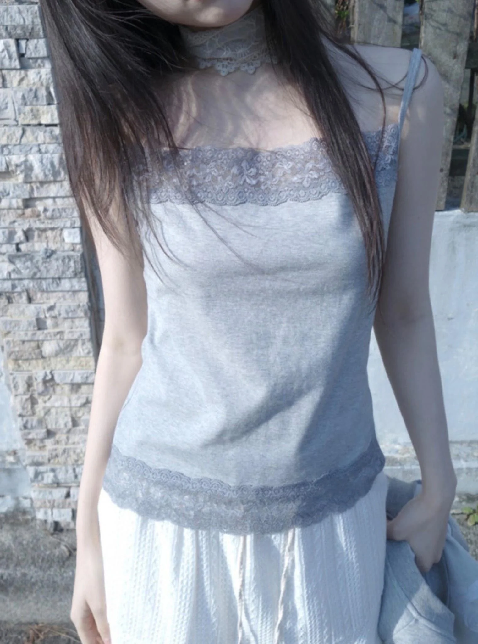 Chao Level Recommendation! Japanese Style Lightweight Lace Splice Slimming Versatile Strapless Tank Top Women's Fashion Summe...