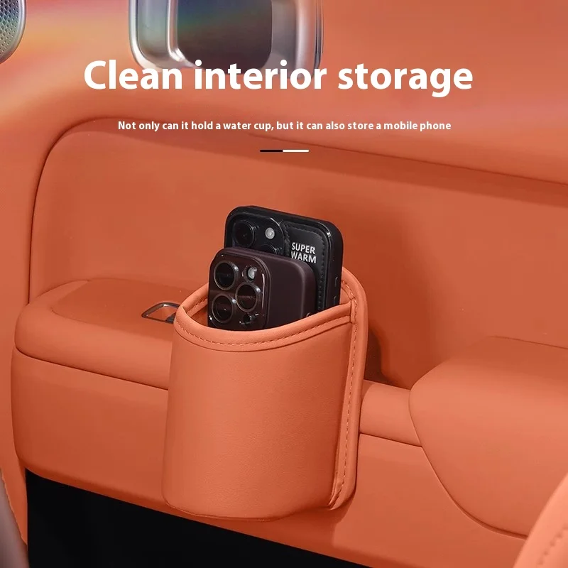PU Leather Car Cup Holder Clip Multifunctional Storage Box Used for Organizing and Storing Interior Accessories