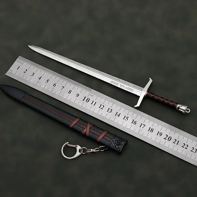Porte-clés médiéval en métal pour enfants, épée de samouraï, Arthur Pendragon, Katana, lame non coupée, collection de modèles, cadeaux de Noël, jouets, 22cm