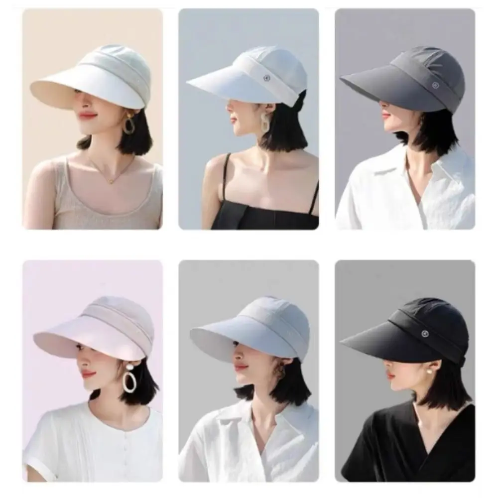 New Foldable Women's Summer Hat UV Protection Adjustable Big Brim Sun Hats Sunscreen with Removable Cap Top Golf Sports Hat