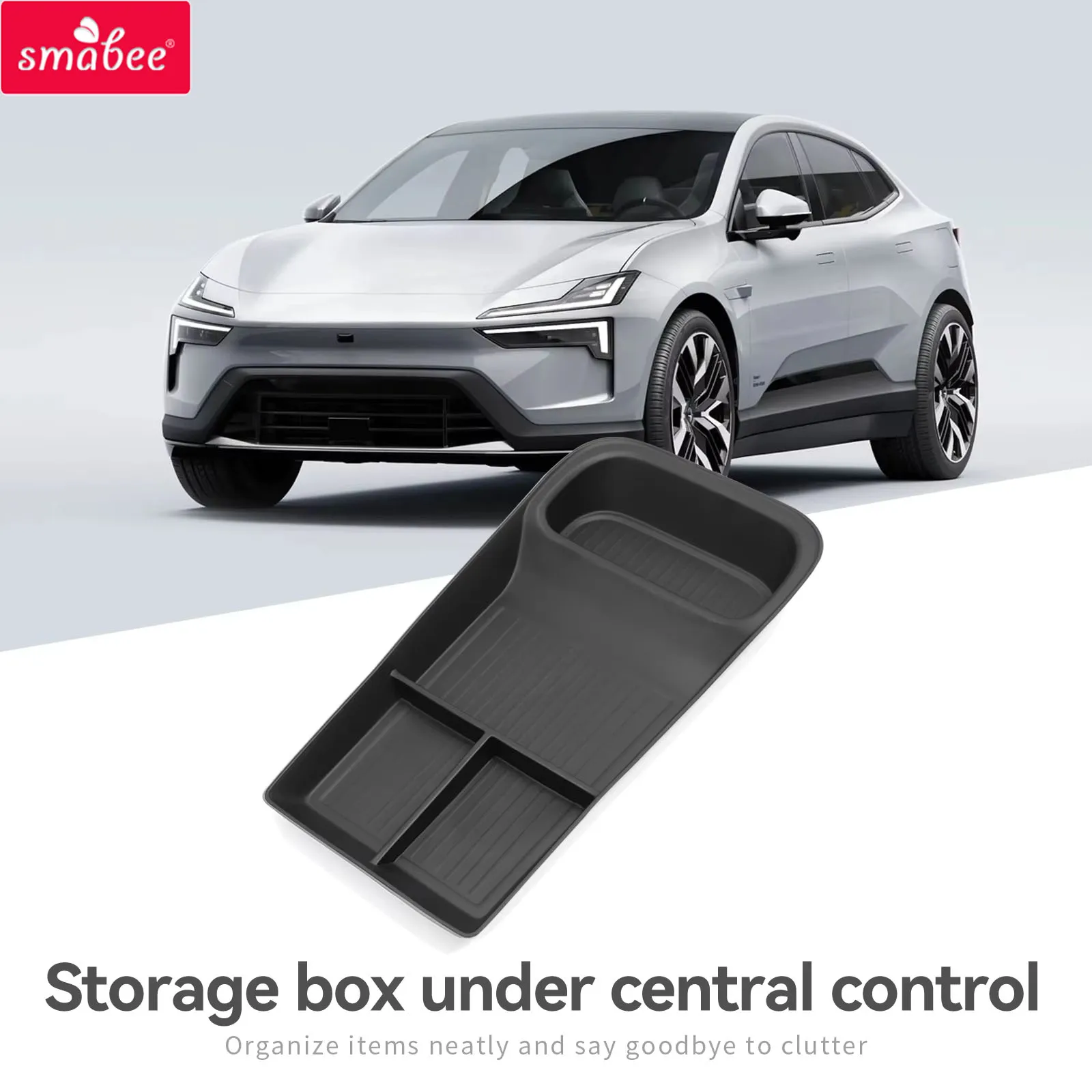 Para polestar 4 2023 2024 caixa de armazenamento do carro acessórios interiores console central camada inferior bandeja armazenamento organizador arrumação preto