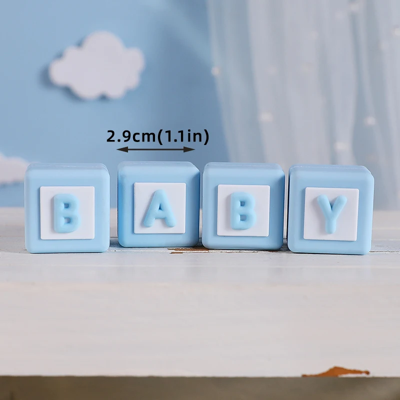 Blau Rosa Bär Kuchen Topper Baby Blöcke für Junge Mädchen Geburtstag Party Dekoration Regenbogen Thema Baby Dusche Geschlecht offenbaren Liefert – Detail 13