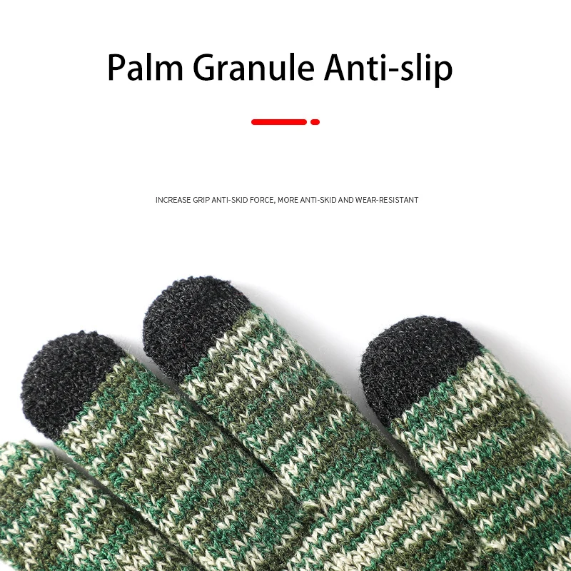 قفازات الشتاء للرجال محبوك حجم كبير قفازات دافئة الدراجات الذكور مكتب الصوف عدم الانزلاق شاشة تعمل باللمس الاكريليك قفازات سميكة لينة #5