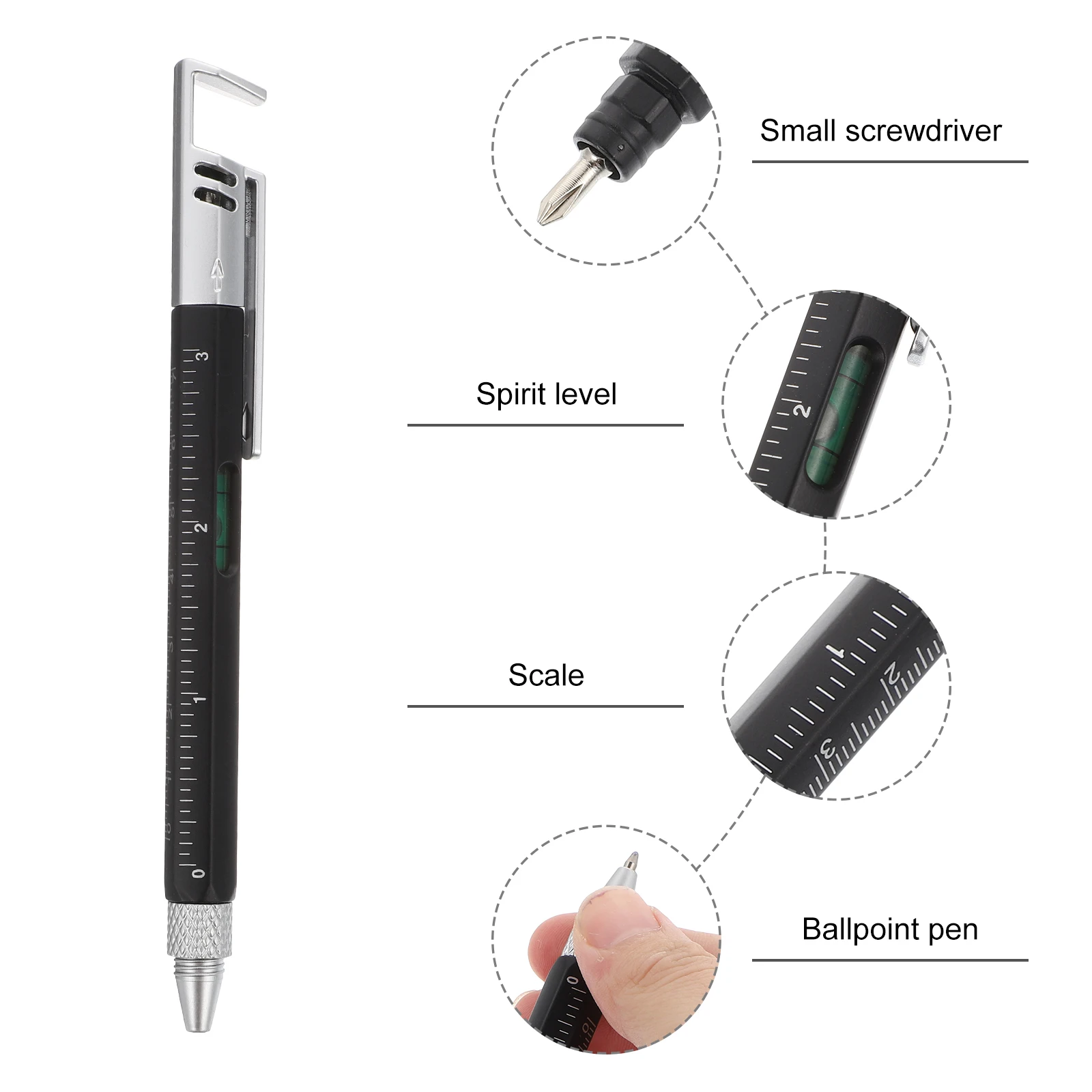 

5pcs 6 In 1 Tool Pens Multi-Function Screwdriver Pens Ballpoint Pen Set With Ruler Pocket Storage Pen Buckle For Diy Home Office
