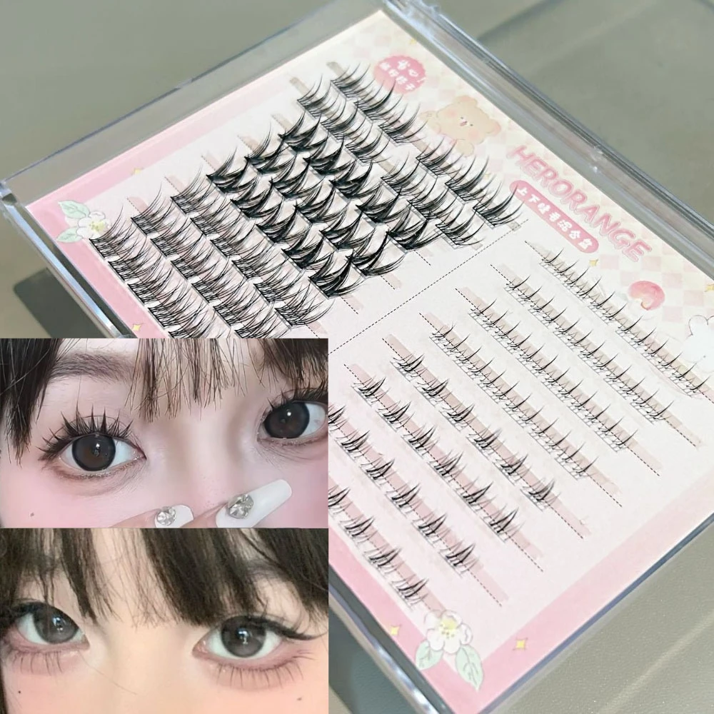 

8 Rows Mixed Lower & Upper False Eyelashes Natural Manga Small Flame Individual Cluster Self-adhesive Fake Lashes DIY Eye Makeup