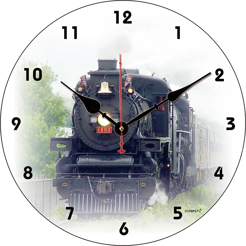 Trains Wall Clock Round Silent Clocks Wall Mounted Carfts Art Decor For Home Bedroom Living Room Office Decoration