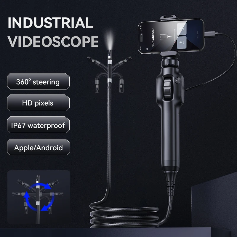 ANESOK S43-OTG Factory 5Inch Screen Industrial Waterproof Pipe Inspection Borescope Car Detector USB Endoscopic  Full HD