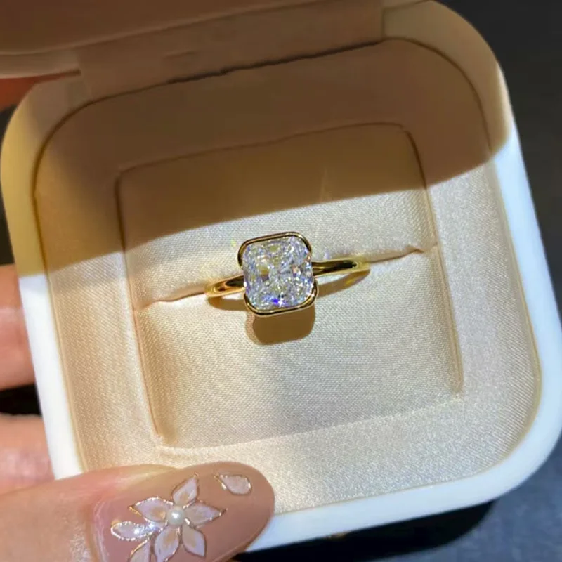 

Очаровательное кольцо с бриллиантом Lab Moissanite 7 мм, 100% настоящее серебро 925 пробы, вечерние обручальные кольца для женщин, свадебные украшения для помолвки