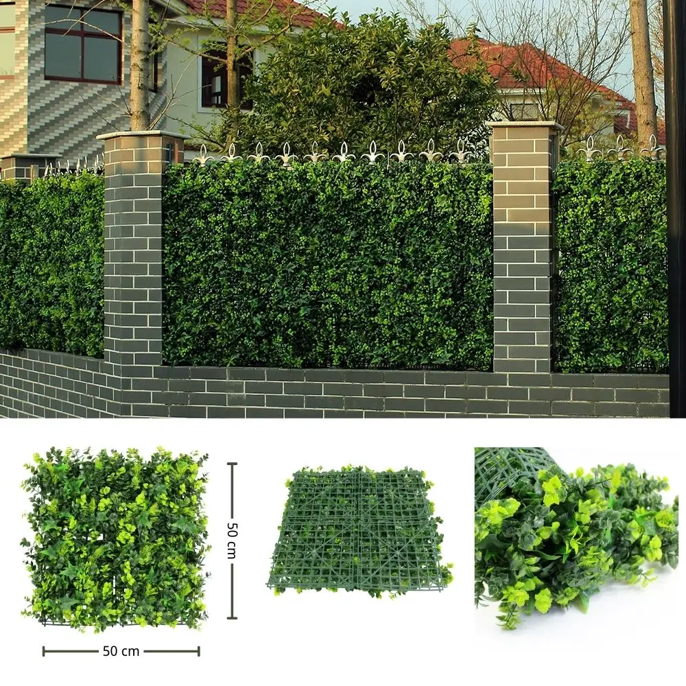 

Artificial Plant Wall Panels, 50cm x 50cm Grass Mat, Greenery Backdrop for Garden Hedges, Wall Decoration, Privacy Fence