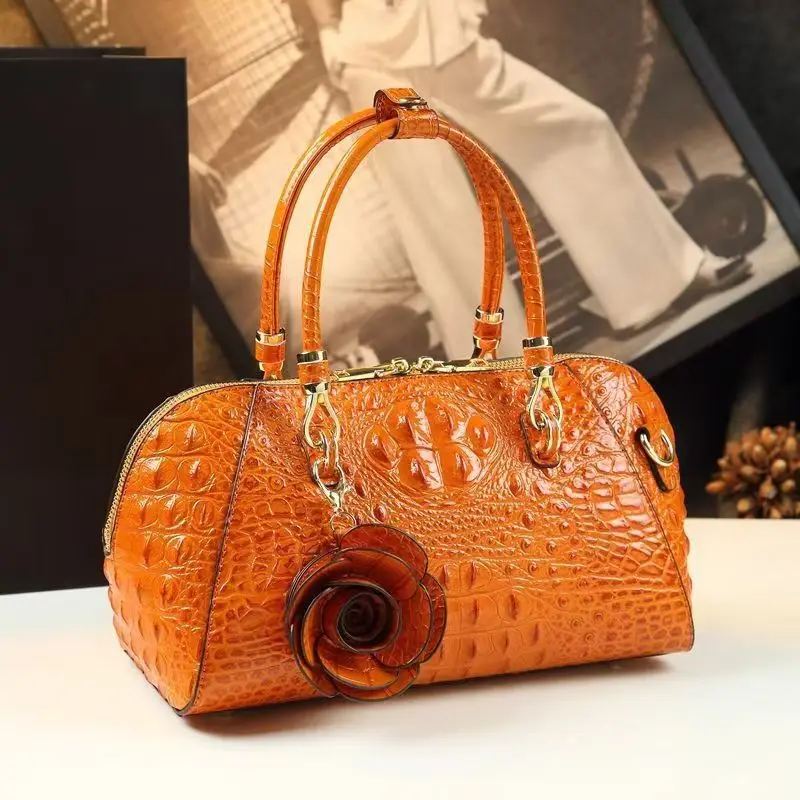 

Genuine Leather Crocodile Pattern Women's Handbags Large Capacity Lady Shoulder Messenger Bag Mom Banquet Pillow Bags Fashion