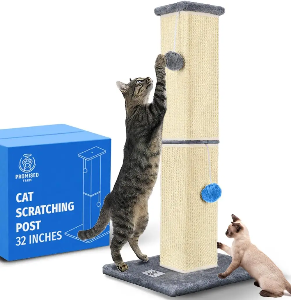

Tall Cat Scratching Post 32 Inches - Protects Furniture - Durable and Sturdy Design - Aesthetic Cat Accessories Essentia