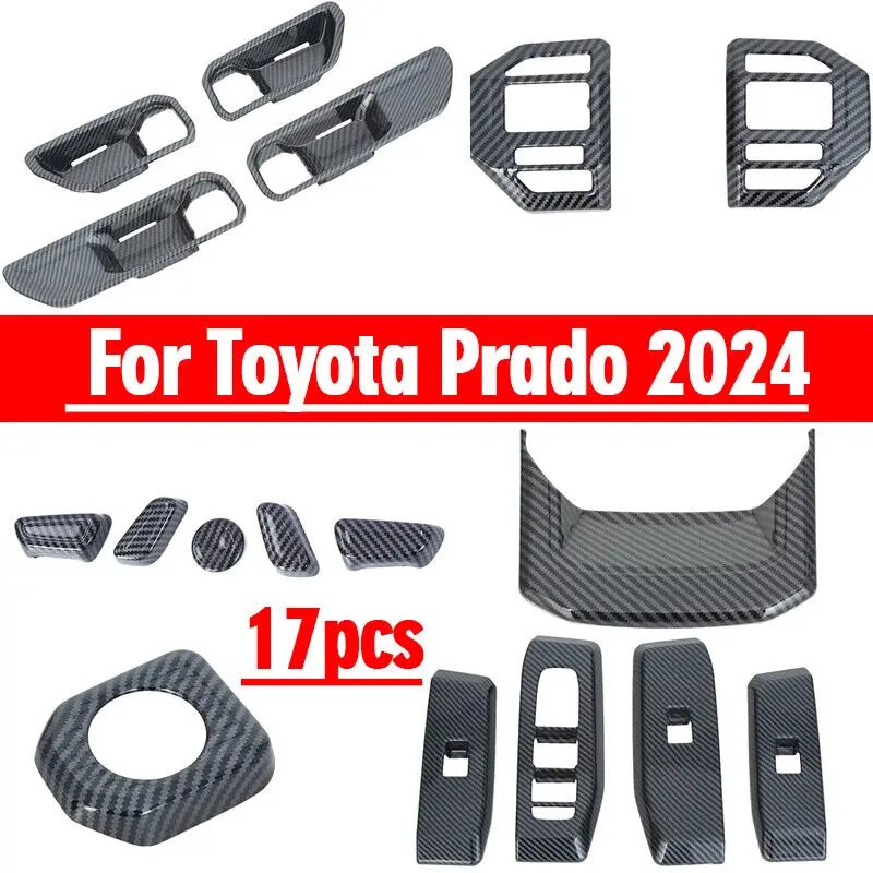 

17x Carbon Patten Interior Accessories Kit Cover Trim For Toyota Prado 2024-2025