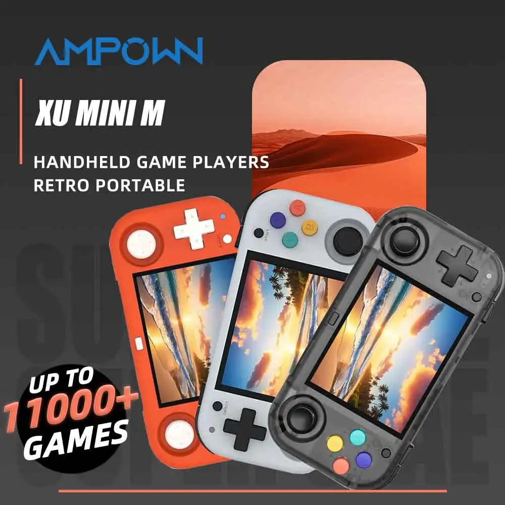 Ampown XU MINI M Portable Pocket Gaming Console 2.8" OCA IPS Screen RK3326 Linux OS Hall Joystick 2600mAh Retro Emulator Gift