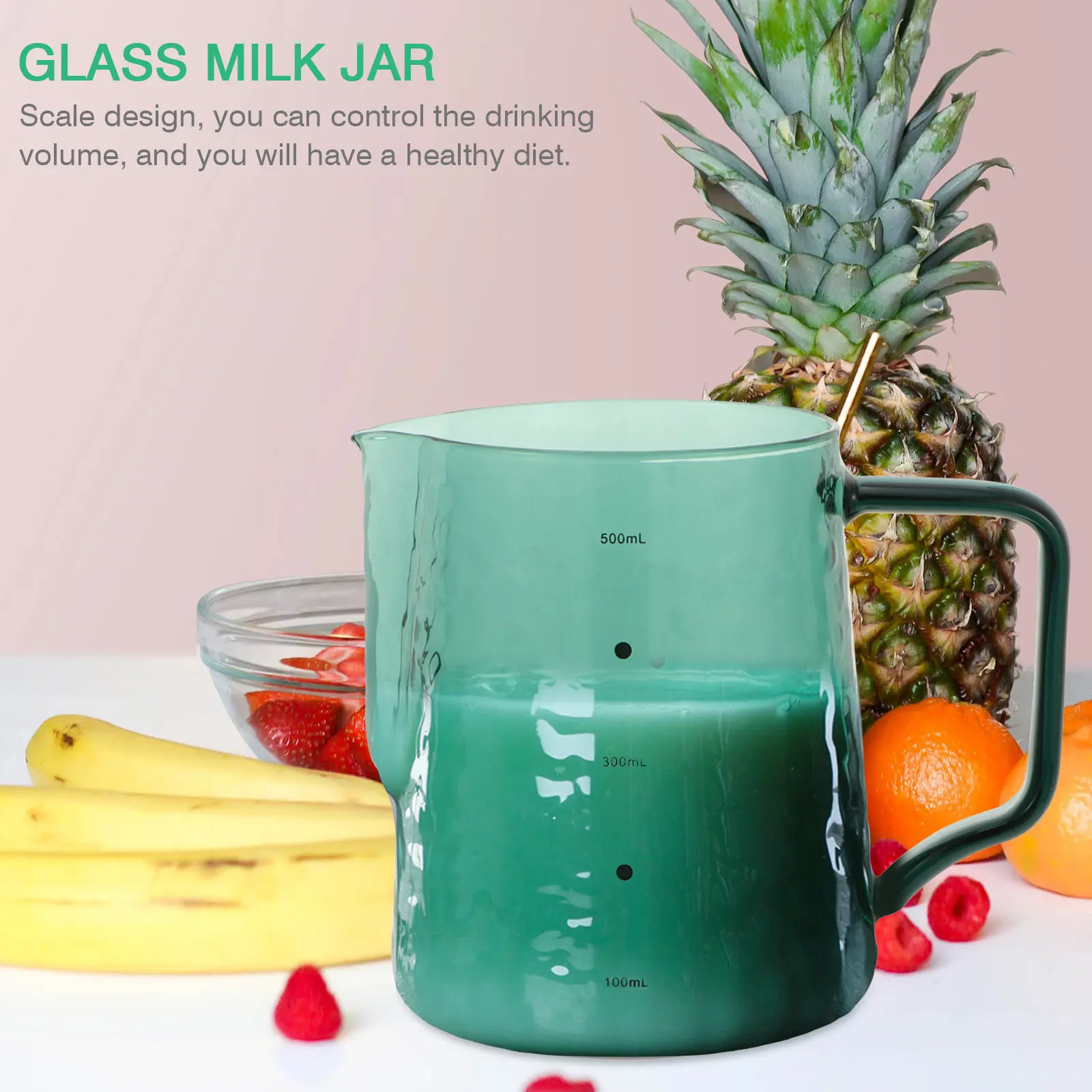 1Pcs Borosilicate Glass Milk Jar Coffee Pot Heat Cold Resistant Graduated Container for Coffee Juice Milk Serving
