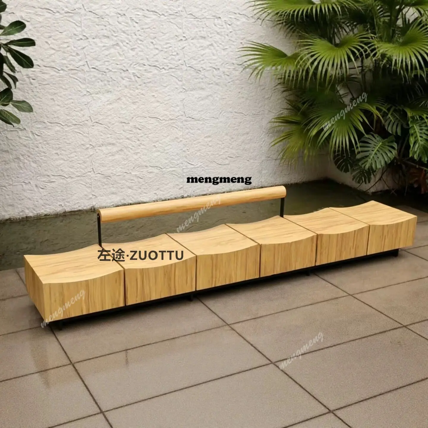 Solid wood leisure chair bench log color metal commercial leisure stool overhead layer reception negotiation stool