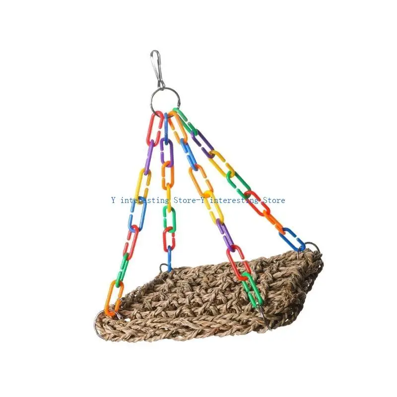 

896A Versatiles Grass Bird Hammock Bird Perches Stand Chewing Toy Bird Swing Meshes for Indoor and Outdoor Cage Use