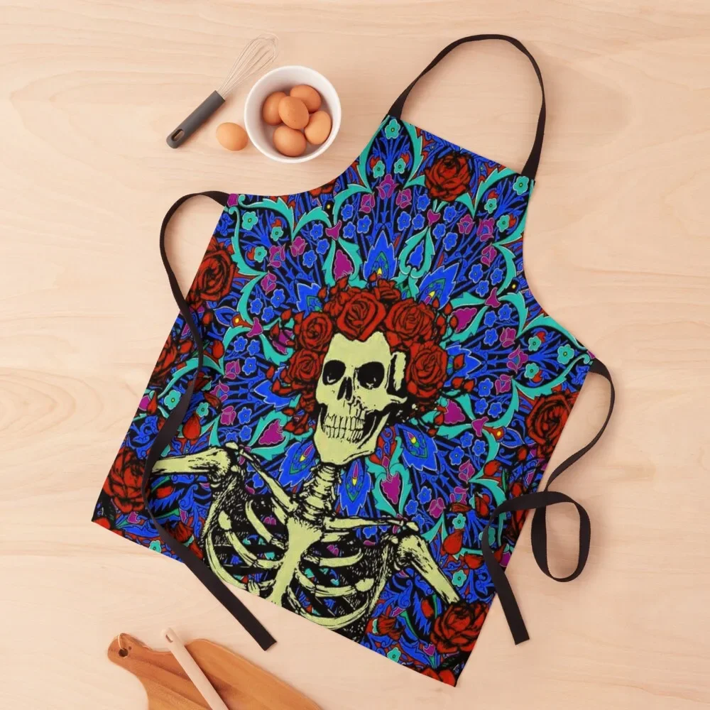 

Psychedelic Grateful day of the dead roses skeleton Apron Women Kitchen'S For Men Apron