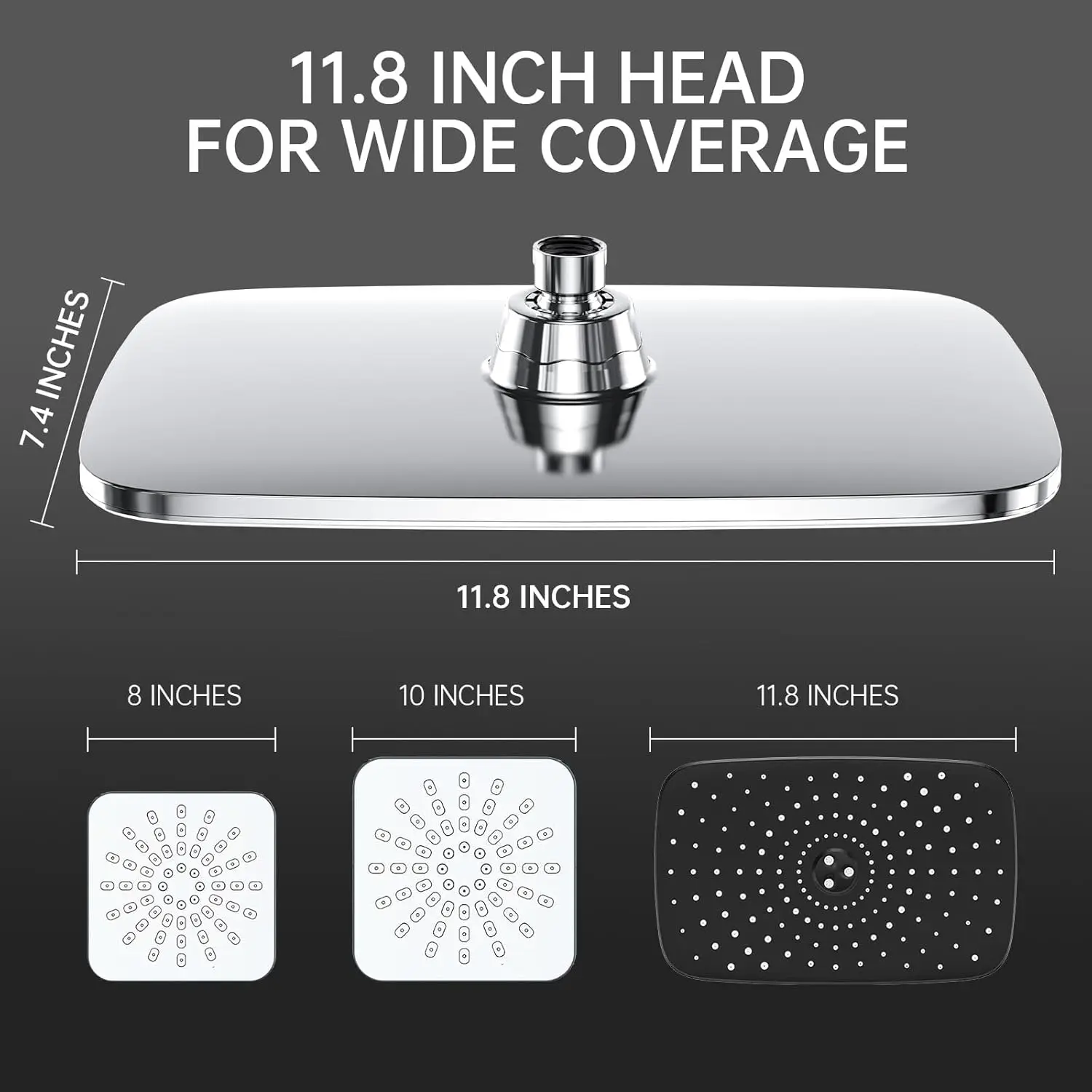 11.8 Inch High Pressure Dual Shower Head with Handheld, 5 Modes Rainfall Spray Combo for Full Body Coverage