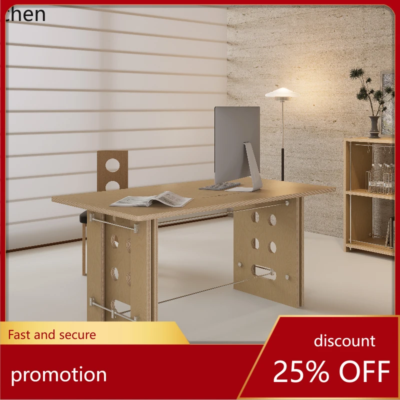 

HT minimalist style Bauhaus solid wood ocean panel metal advanced office desk computer desk