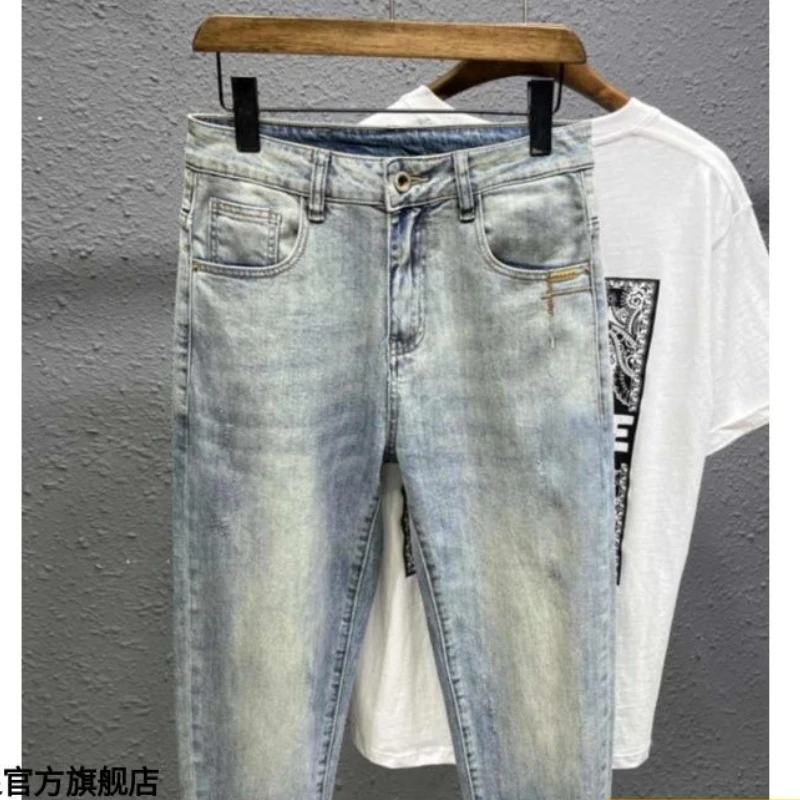 2025 Primavera Autunno Nuovo Stile Distressed Patched Uomo Retro Vintage Slim Streetwear Stretch Boyfriend Jeans Pantaloni Lunghi