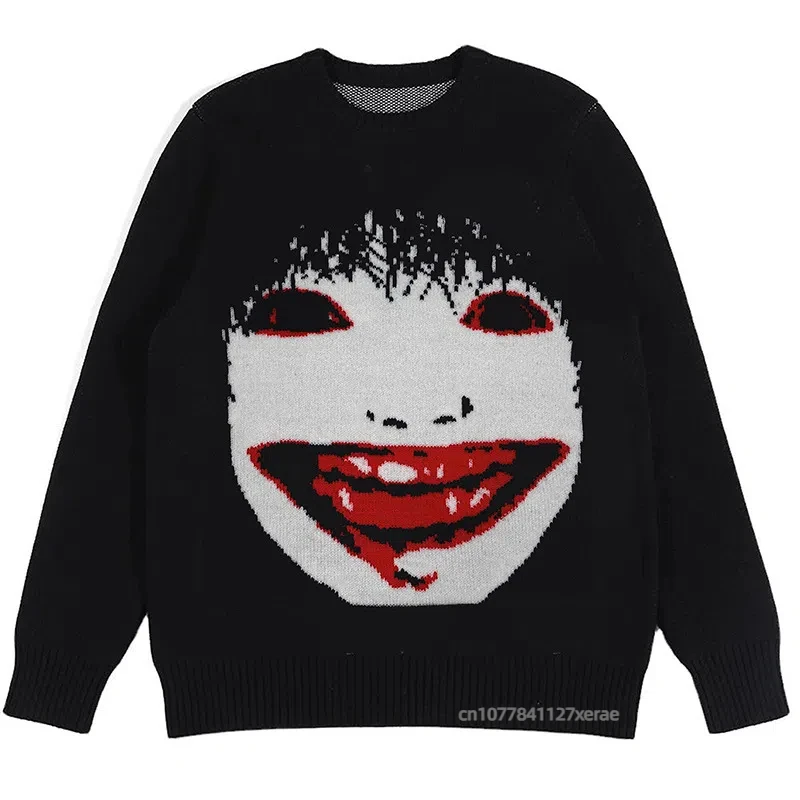 2025 Nuovo abbigliamento da ballo di strada Camicia lavorata a maglia da strada girocollo ampia unisex gotico scuro autunno top da ballo di strada manica lunga