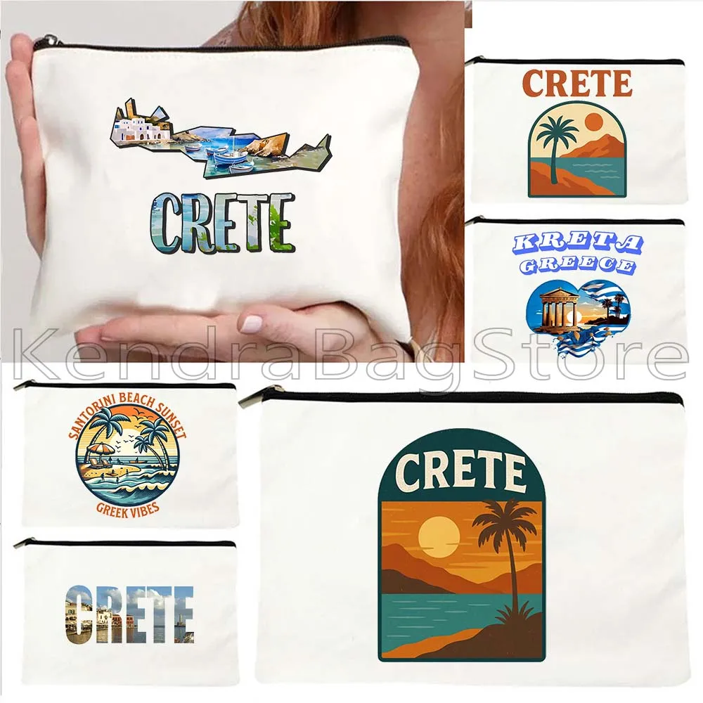 الجمالية ناكسوس كريت اليونان سانتوريني شاطئ الغروب لطيف قماش حقيبة مستحضرات التجميل ماكياج المرحاض حقيبة مقلمة الحقيبة المحمولة