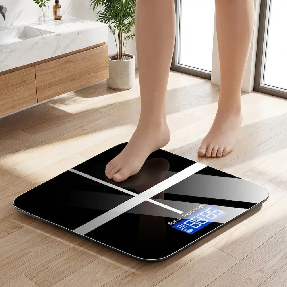 1 Piece Digital Bathroom Scale High Precision LCD Display 396LB Capacity Accurate Weight Measurement With Temperature Sensor Aut