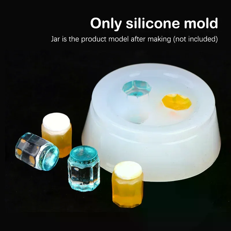قالب صغير 1:12 دمية مصغرة علبة مشروبات وعاء العسل شرب زجاجة لتقوم بها بنفسك قالب من السيليكون بيت الدمية ديكور المنزل (القالب فقط)