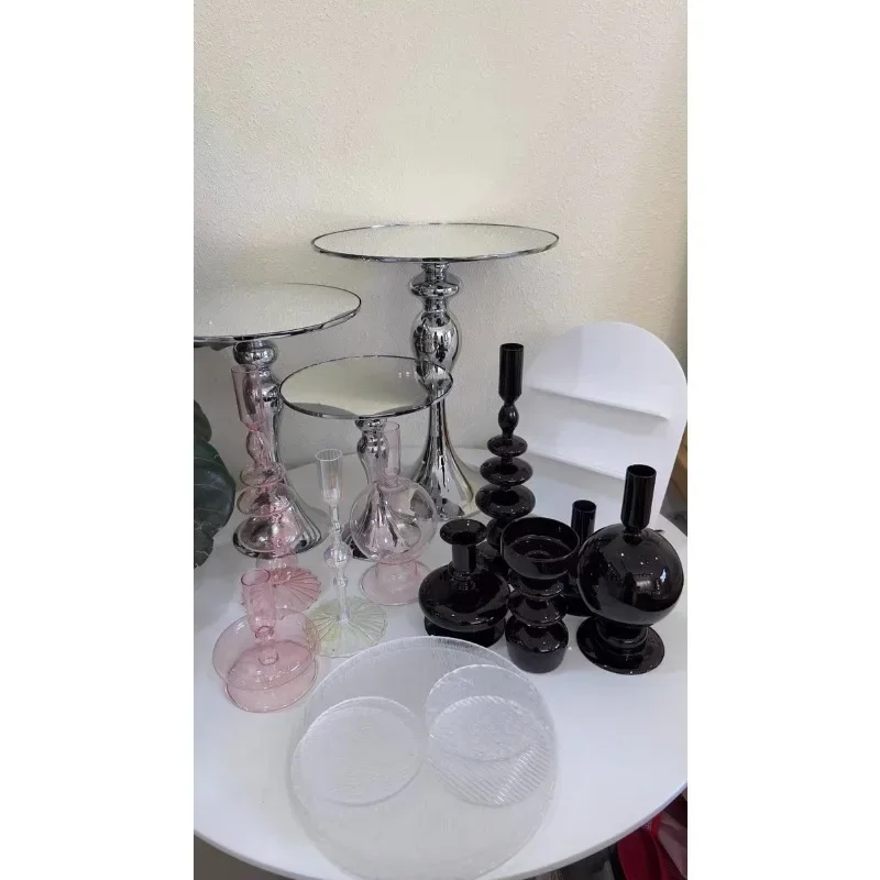 Silver dessert stand display stand silver tall mirror cake stand three-piece set