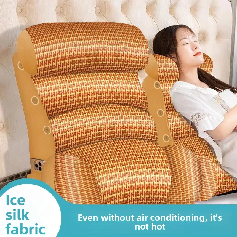Ice silk mat pillow bedside, soft bag large backrest bed, waist cushion for the elderly