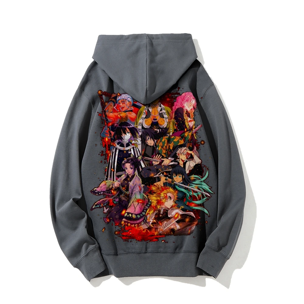 デーモンスレイヤーコットンユニセックスアニメパーカー男性女性スウェットシャツプルオーバーオーバーサイズストリートカジュアル Y2k 服秋冬新